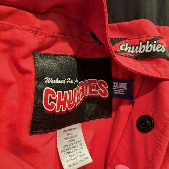 Chubbies Fleece Lined Jacket Nylon Red Black Buffalo Check Large Pockets XXL - Picture 5 of 12